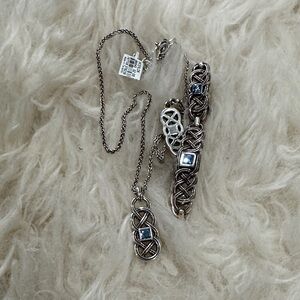 NWT Brighton Silver and Blue Jewelry Set